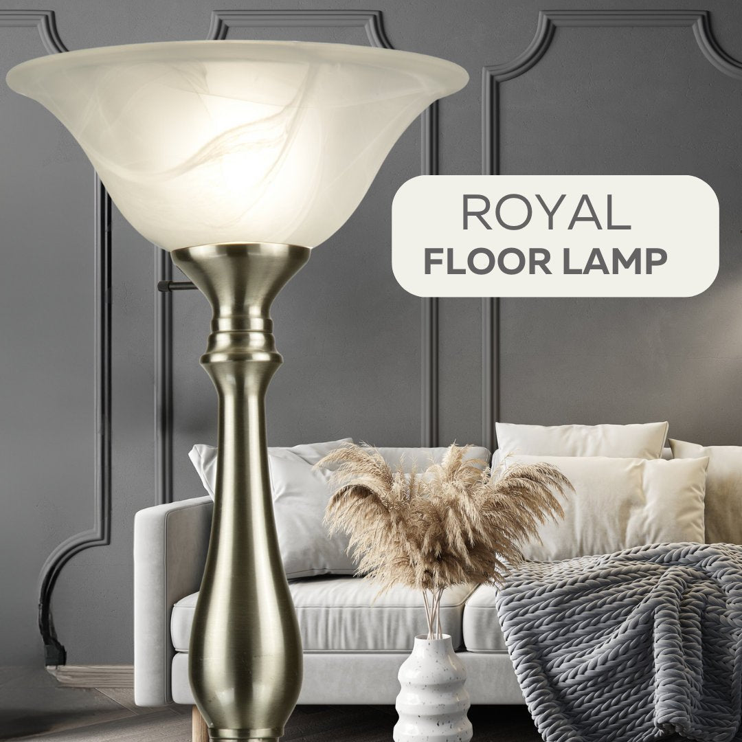 Traditional Royal Floor Lamp with Alabaster Glass Shade