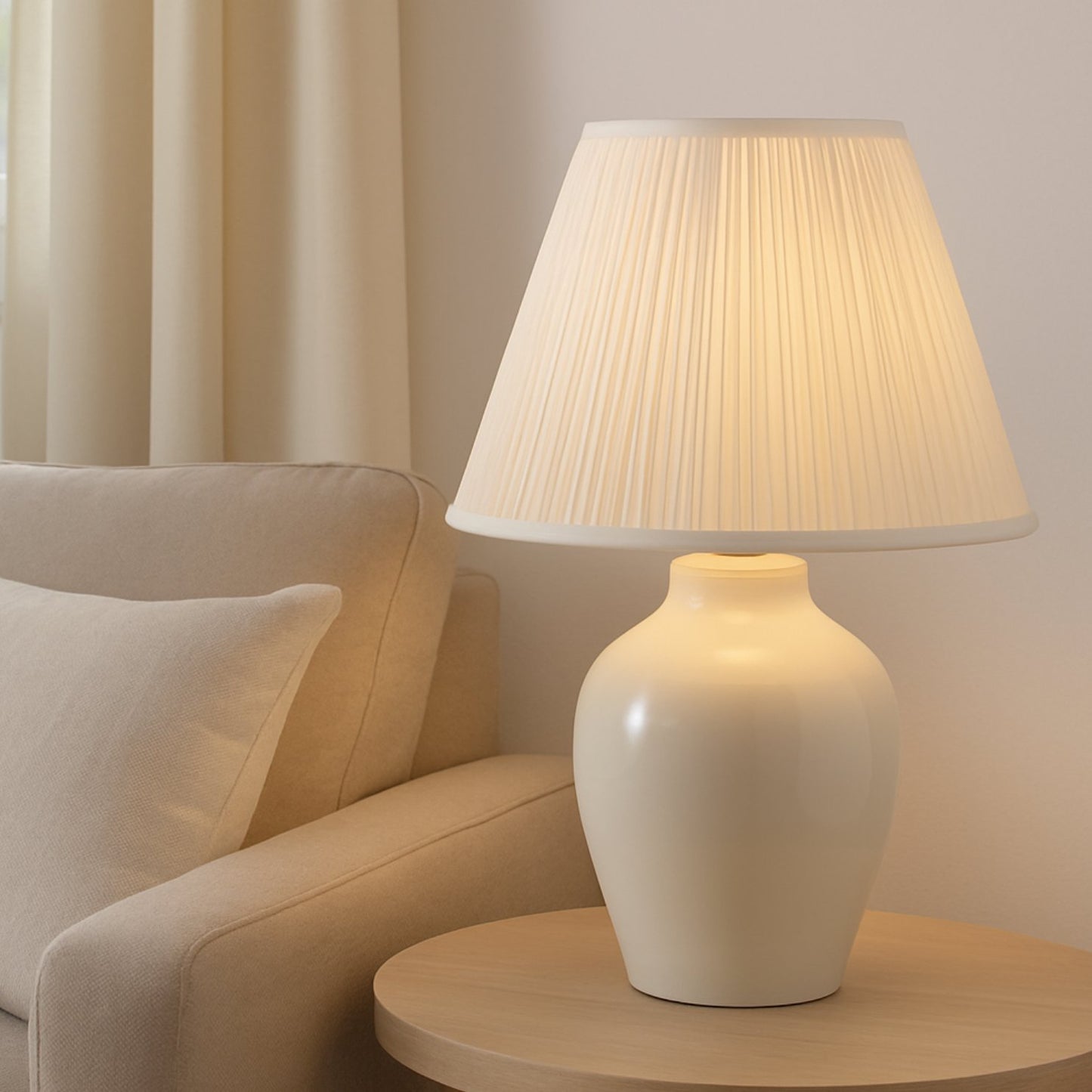 White Pleated Lamp Shade 7" x 13" x 10" Tall