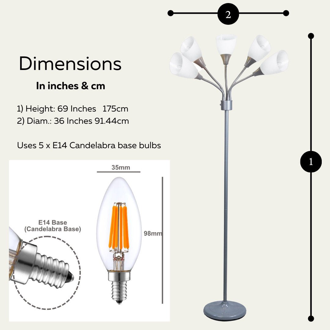 Medusa 5-Light Floor Lamp – Adjustable Shades