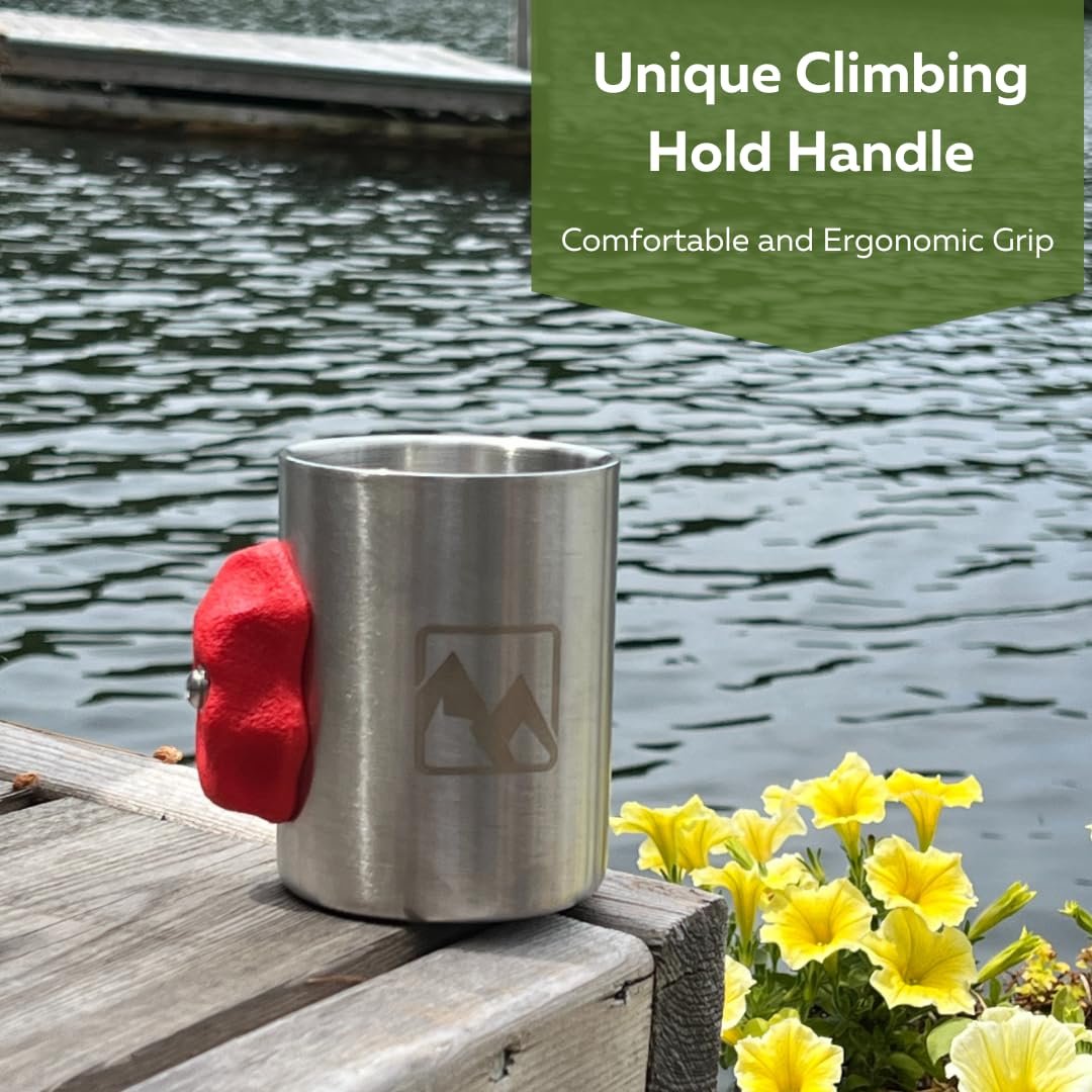 MTNShade 365 Days Coffee 14oz Stainless Steel Cup with Rock Climbing Hold Handle