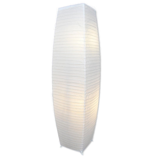 Japanese Rice Paper Floor Lamp – 50” Tall Chrome Base with White Paper Shade