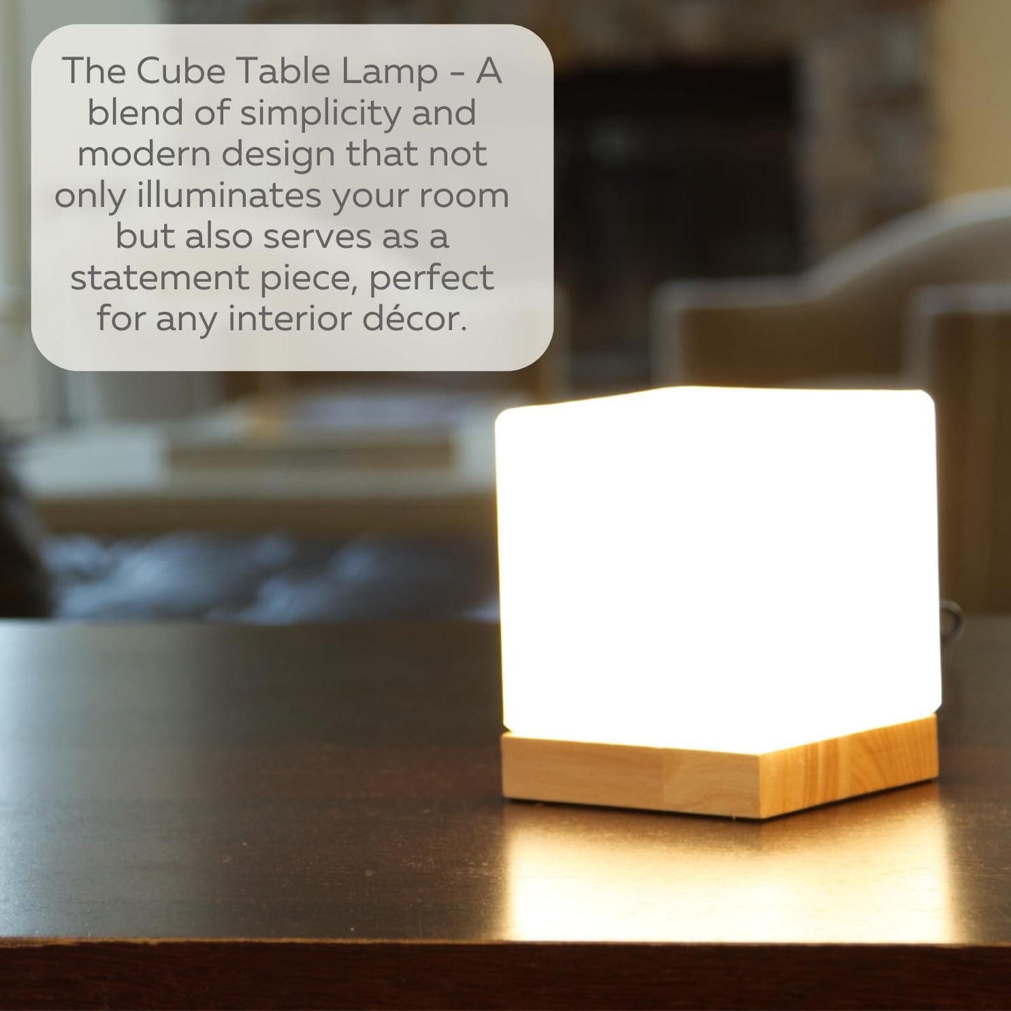 LIGHTACCENTS Square Lamp Accent Light Cube: Felix Glass Cube Table Lamp with 6W 2700K LED Bulb Included