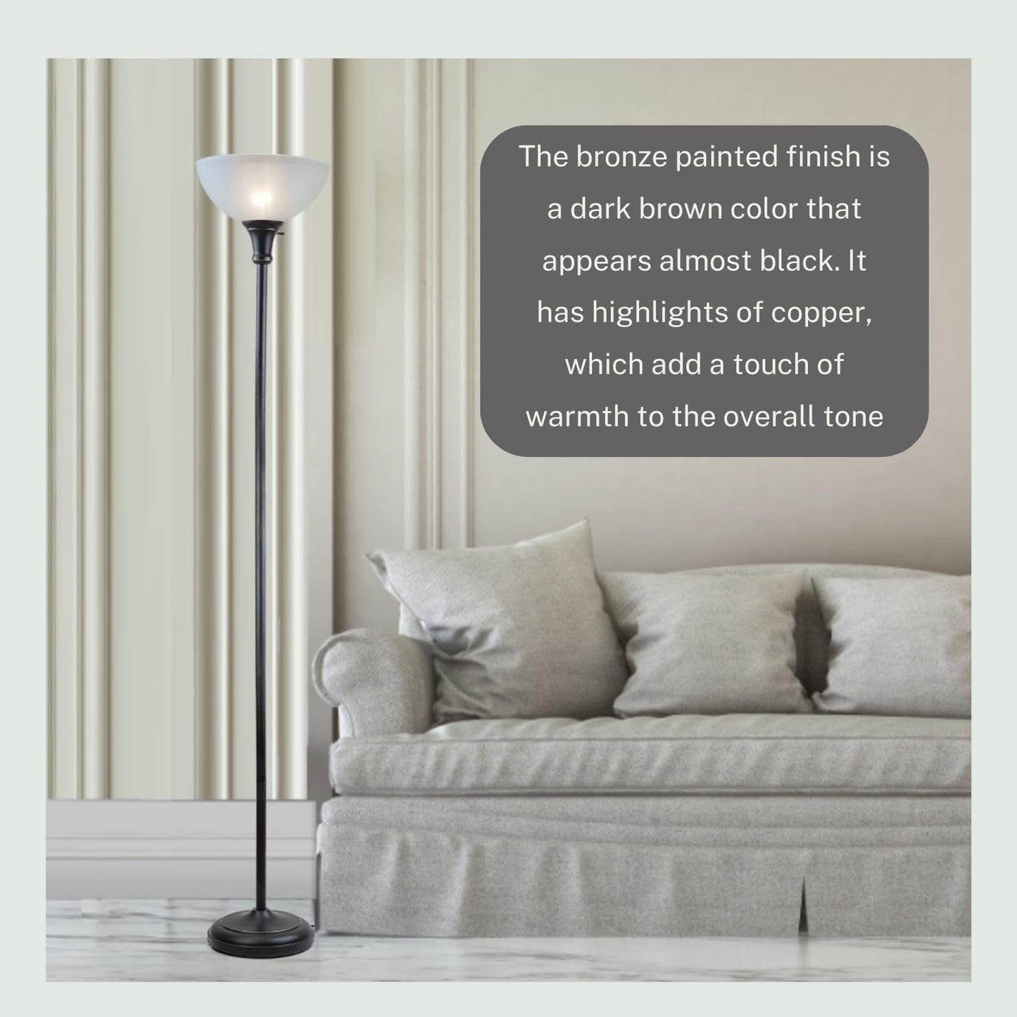 Threshold Bronze Floor Lamp, 72'' Torchiere with Glass Shade