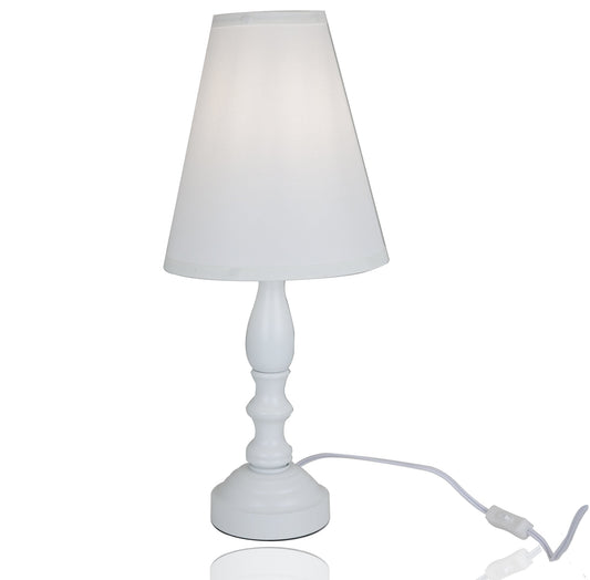 Chloe Bedside Table Lamp / Bedroom Light with Fabric Bell Shade