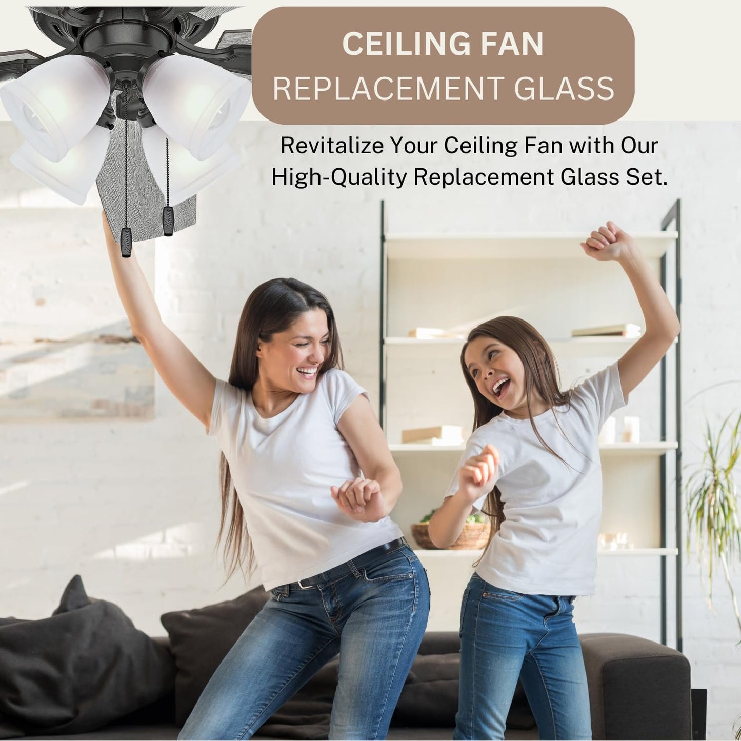 LIGHTACCENTS Ceiling Fan Light Covers For Ceiling Fan Light Kit - Clear Wave Glass Shade Lamp Replacement Kit For Ceiling Fan Light Kits. Clear Glass Shade (4-pack)