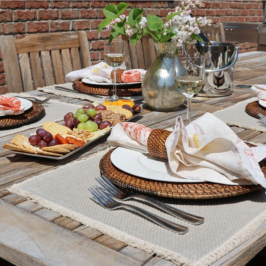 Rustic Home Decor Placemats Set of 4 Dining Room Decor by Decor Works – Elegant Table Decor for Living & Dining Room, Durable Place Mats Table Mats for Dining Room & Kitchen, Place Mats (Beige)