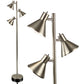 Dorm 3 Light Floor Lamp with 3 Adjustable Reading Room Lights by Lightaccents - Tree Style Standing Lamp with Adjustable Lights - Floor Standing Pole Light - Living Room Lamp (Brushed Nickel)