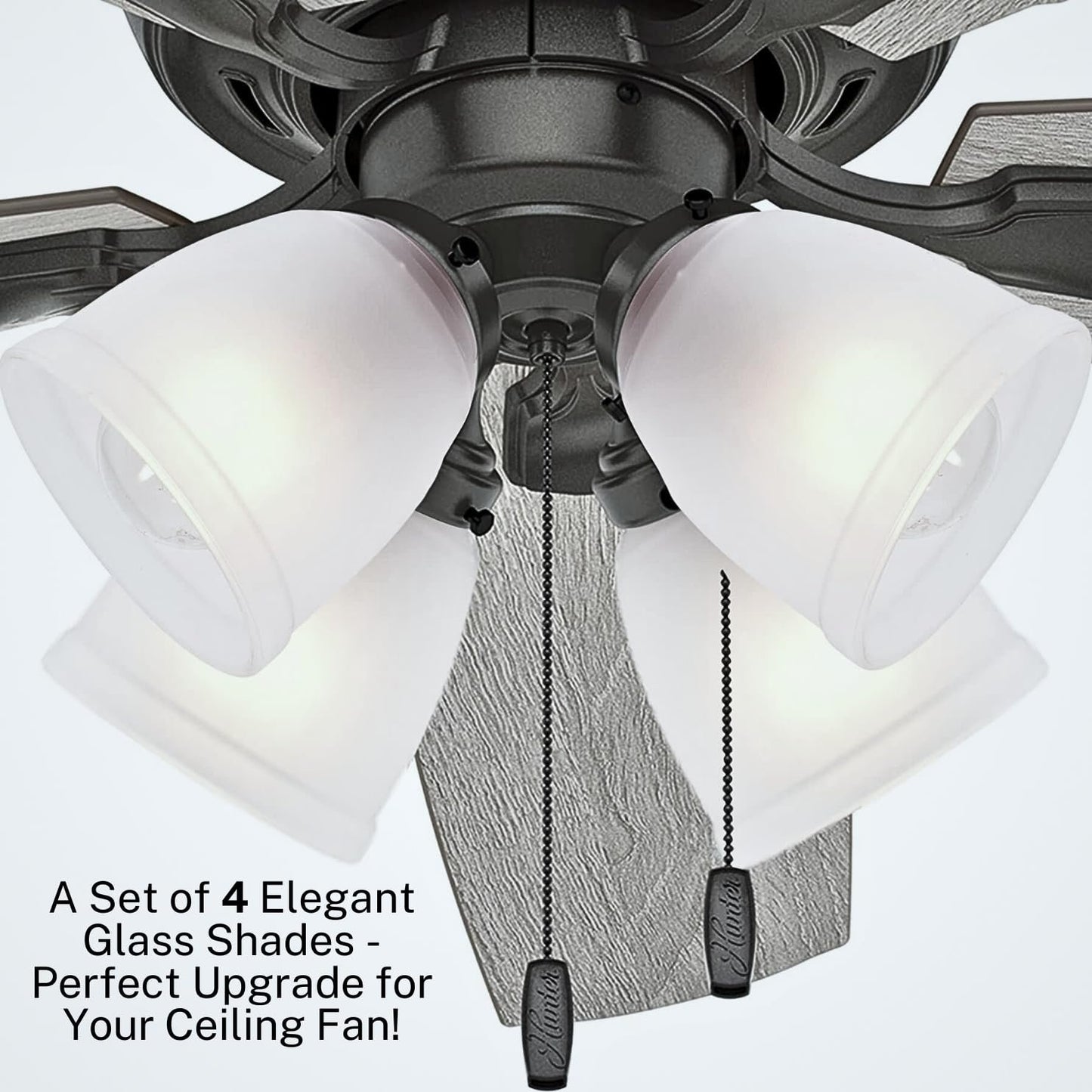 LIGHTACCENTS Ceiling Fan Light Covers For Ceiling Fan Light Kit - Clear Wave Glass Shade Lamp Replacement Kit For Ceiling Fan Light Kits. Clear Glass Shade (4-pack)