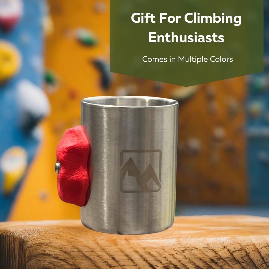 MTNShade 365 Days Coffee 14oz Stainless Steel Cup with Rock Climbing Hold Handle