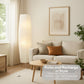 Japanese Rice Paper Floor Lamp – 50” Tall Chrome Base with White Paper Shade