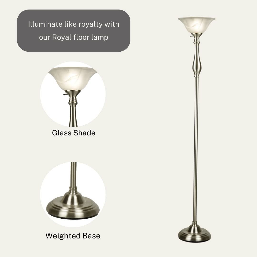 Royal Floor Lamp, Standing Lamp 72-inch Tall Lamp Glass Shade