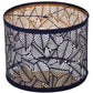 Leaf Pattern Drum Shade For Table Lamps - Laser Cut 12.7" Diam x 10" Tall Fits Most Light Fixtures Black Harp Included - Black Leaf Pattern (1-Pack)