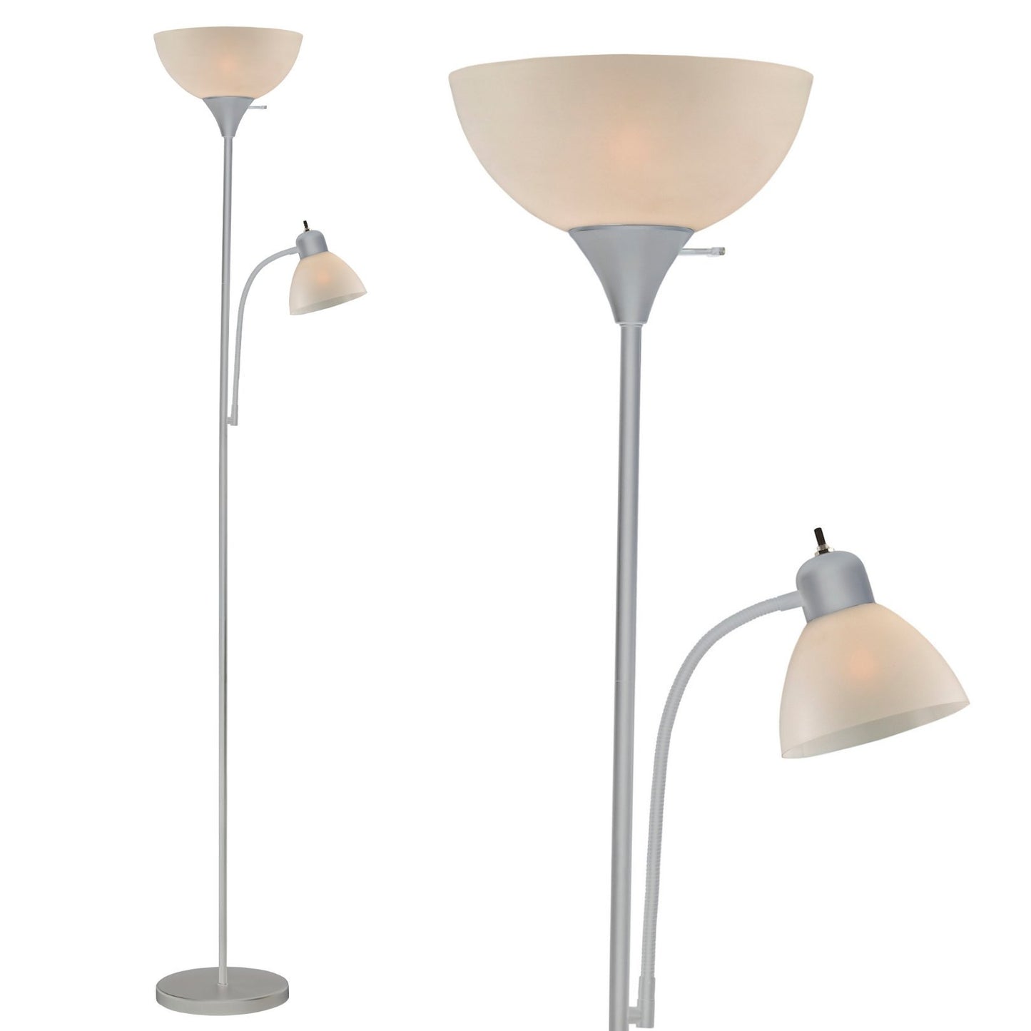Torchiere Floor Lamp with Opal White Cone Shade – Standing Lamp for Living Room or Bedroom – Super Bright Corner Pole Lamp, Modern Floor Lamps for Living Room