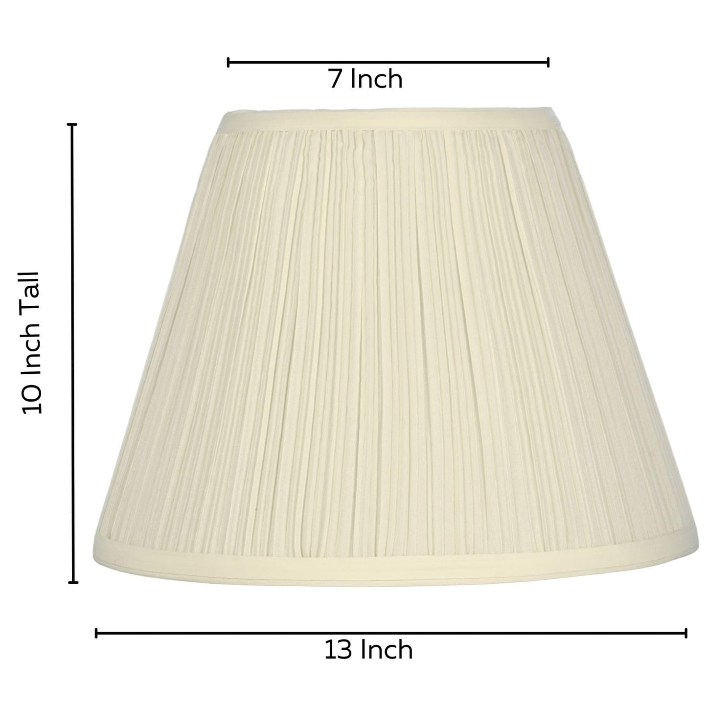 LIGHTACCENTS Pleat Empire Lamp Shade For Table Lamps - Hand-Crafted Linen Fabric 7" Top x 13" Diam x 10" Tall Fits Most Fixtures - Nickel Spider Harp Included - Off White Linen Nickel Finish (1-Pack)