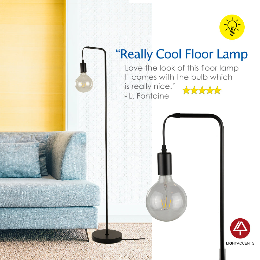 Thomas Floor Lamp - Industrial Standing Lamp with G125 LED Bulb Included