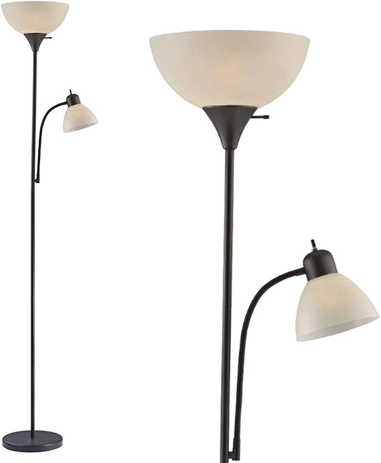 Susan Adjustable Metal Floor Lamp with Reading Light (Black)