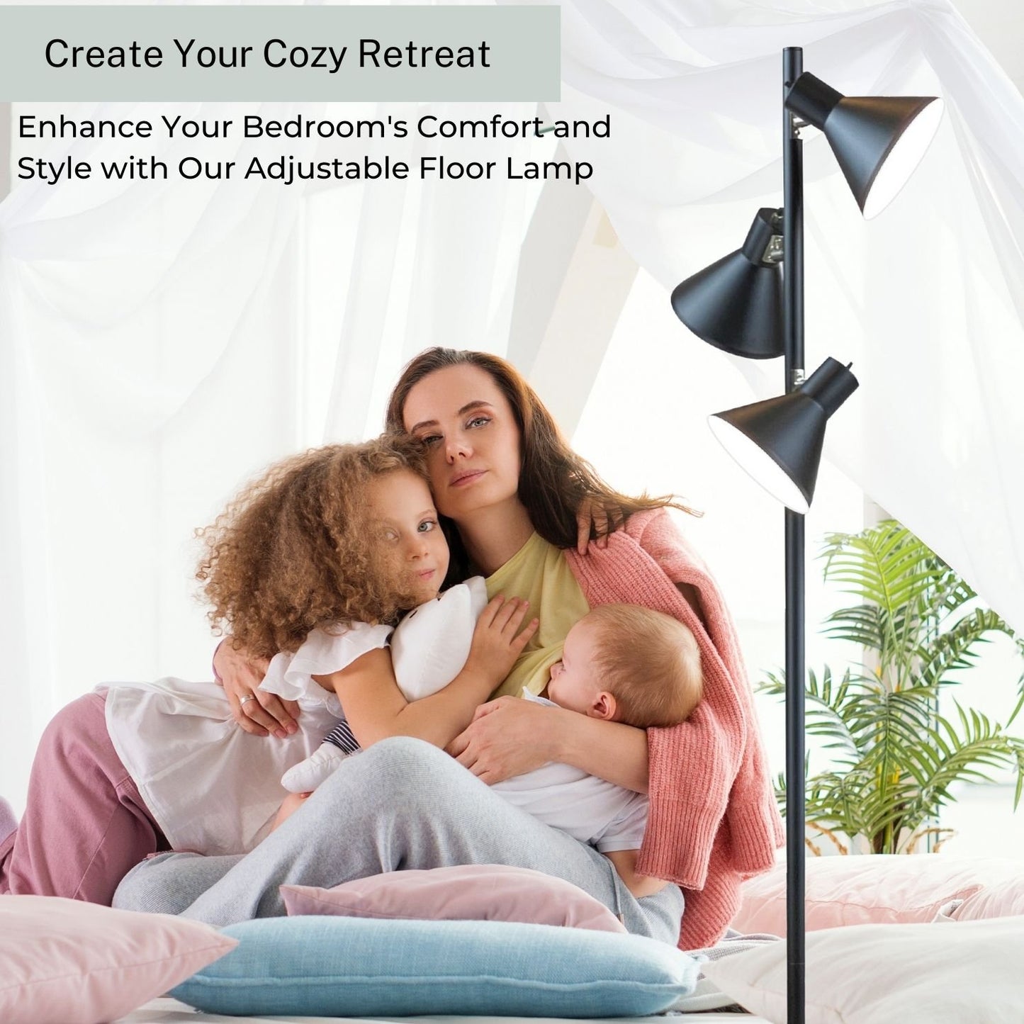 PISA 3 Light Modern Floor Lamp with 3 Adjustable Reading Lights