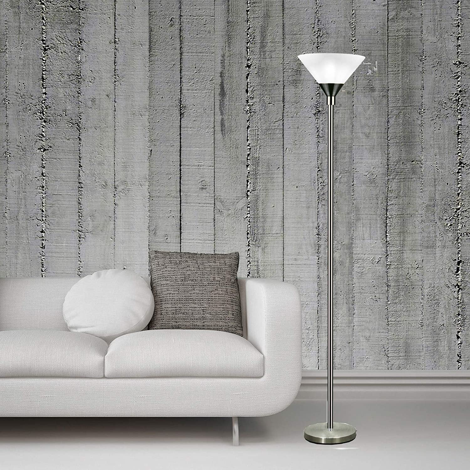 Light Accents - Metro Torchiere Modern Floor Lamp Brushed Nickel