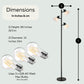DORM Multi Head Floor Lamp with Opal White Plastic Shades - (Black Finish)