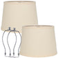 Lamp Shades For Table Lamps - Hand-Crafted Natural Linen Fabric (10" Top x 12" Diam x 9" Tall)- Fits Most Light Fixtures Nickel Spider Harp Included - Beige Linen Fabric with Nickel Finish (2-Pack)