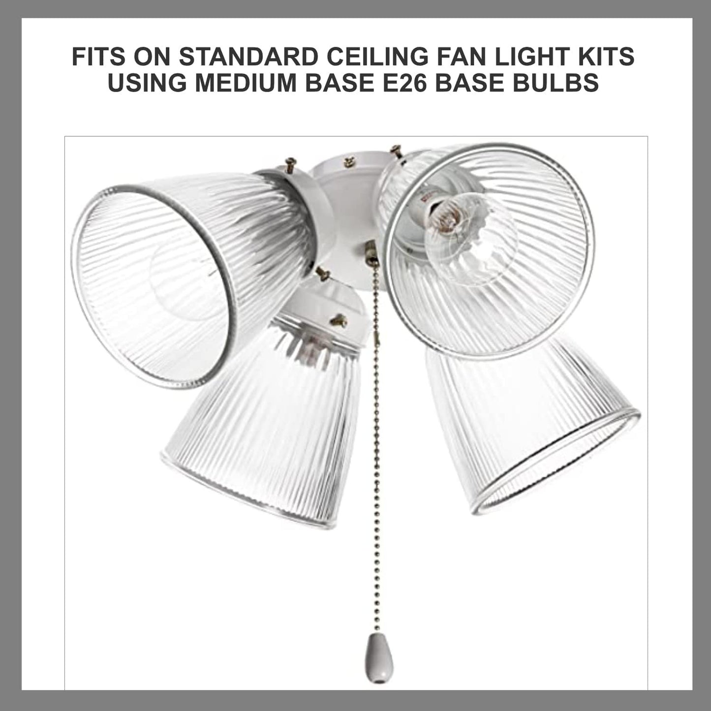 Ceiling Fan Light Covers - Replacement Glass for Ceiling Fans (4 Pack)