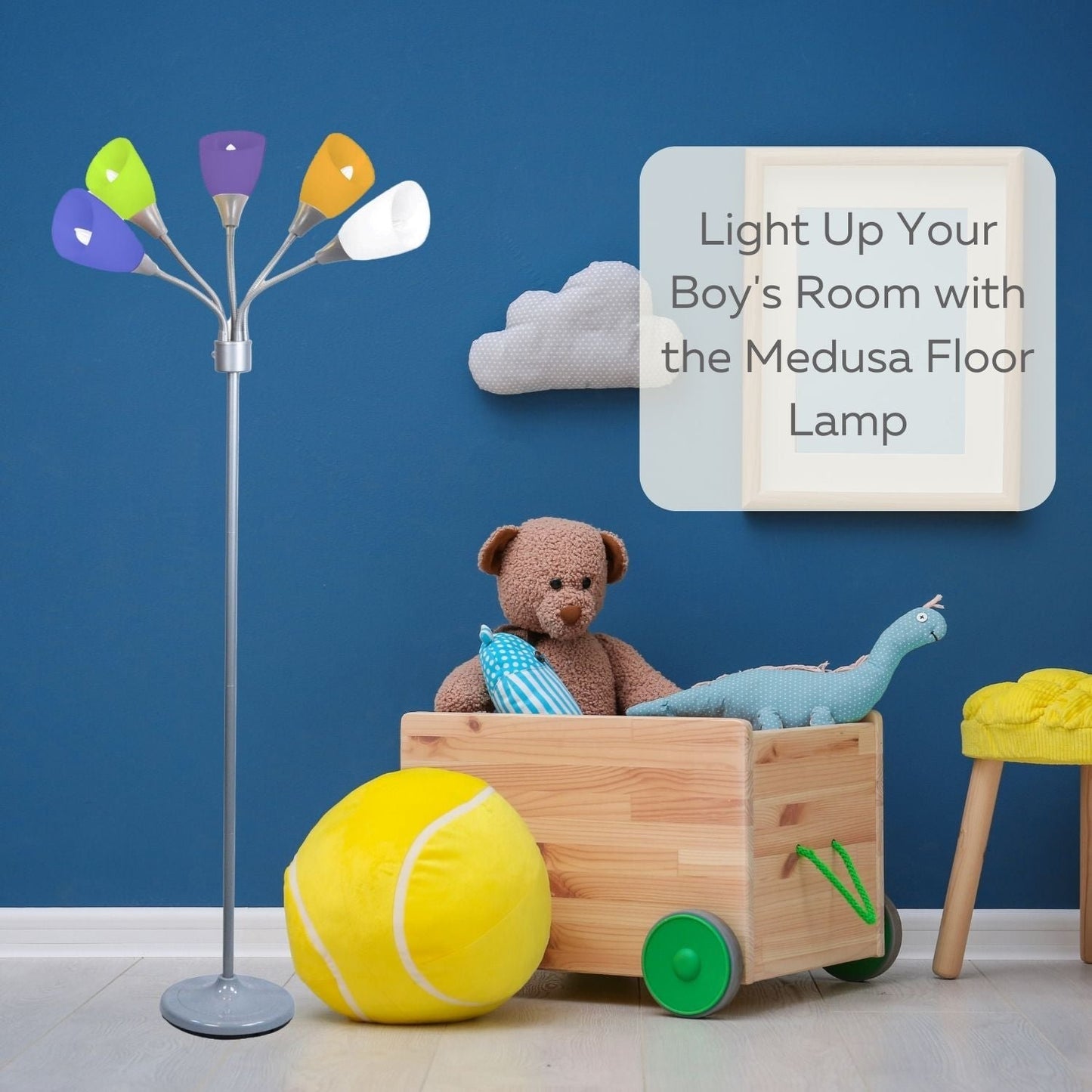 Medusa Multi Head Standing Lamp With 5 Adjustable Multi-colored Acrylic Reading Shades