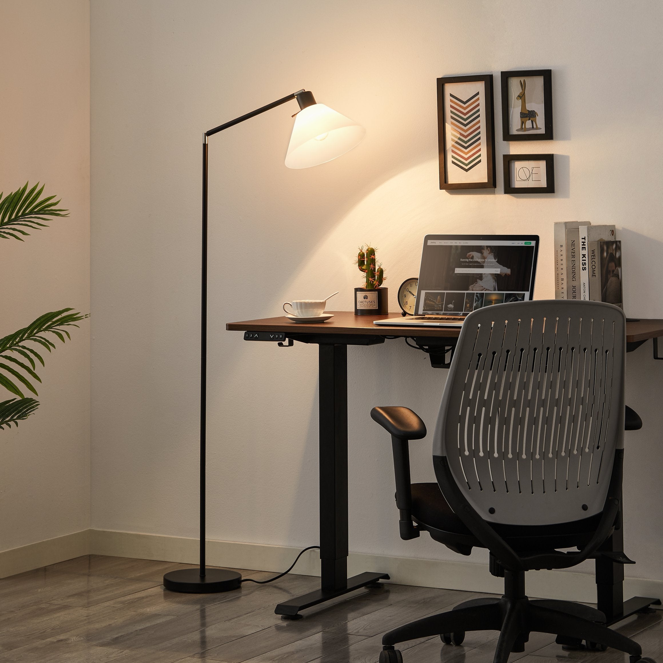 UNO Adjustable Floor Lamp with White Shade LED Bulb Included