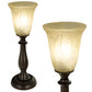 Rustic Table Lamp with Marbleized Alabaster Glass Shade and Bronze Finish