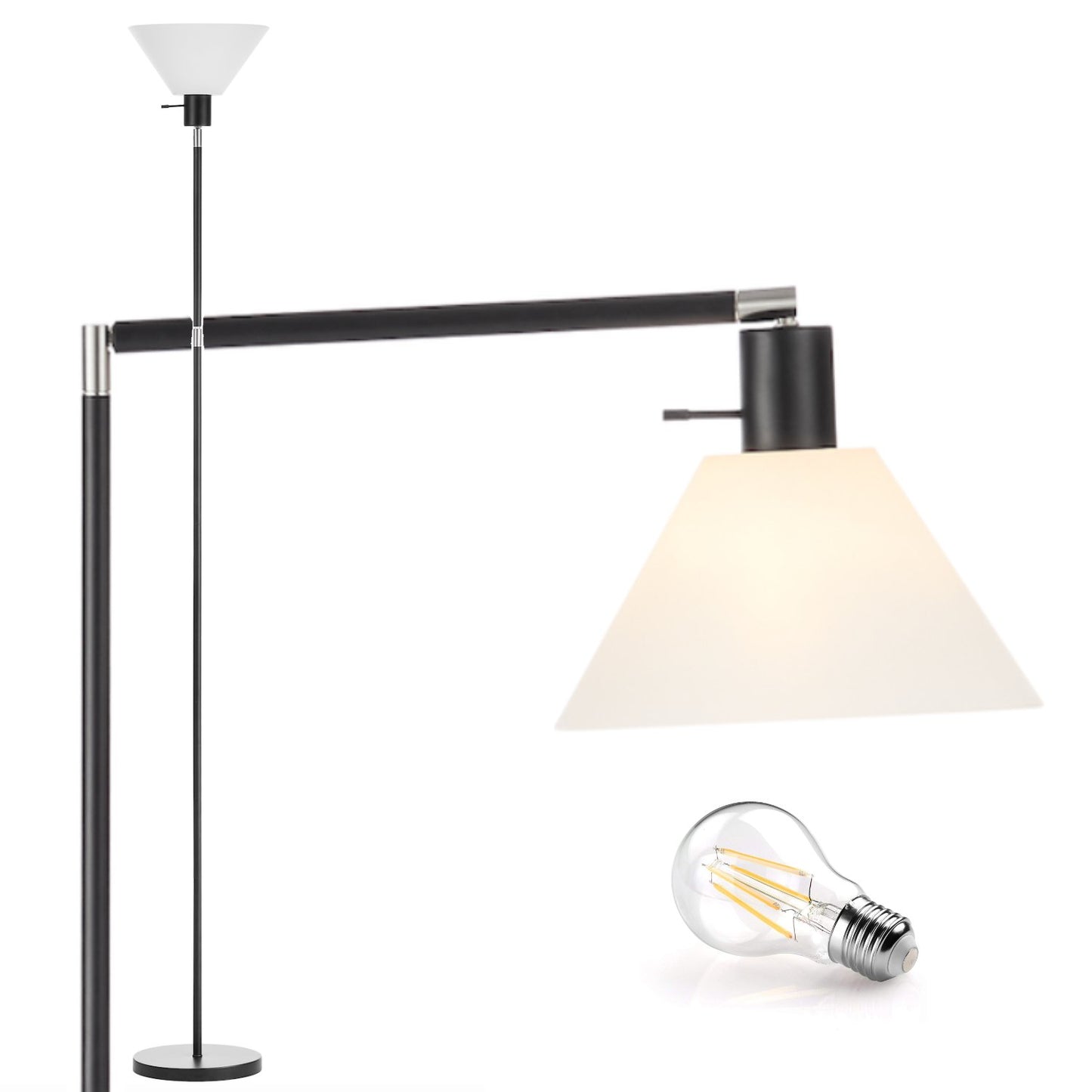 UNO Adjustable Floor Lamp with White Shade (LED Bulb Included)