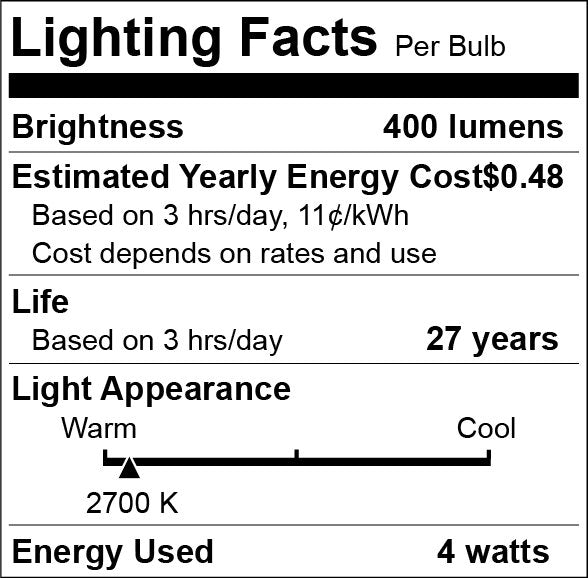 T10 LED Light Bulb E26 Socket , 4W 400 Lumens Warm White (Pack of 2)