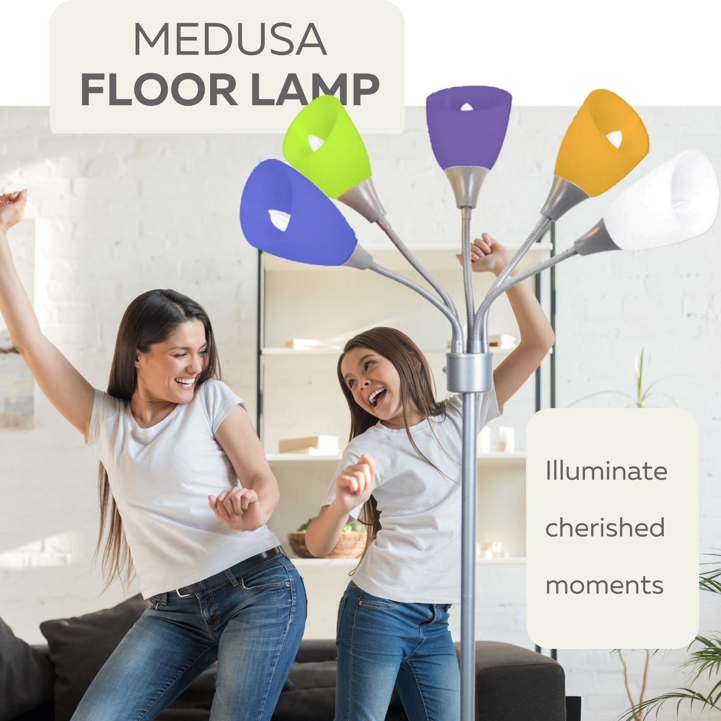 Medusa 5 Light Adjustable Floor Lamp with Acrylic Shades