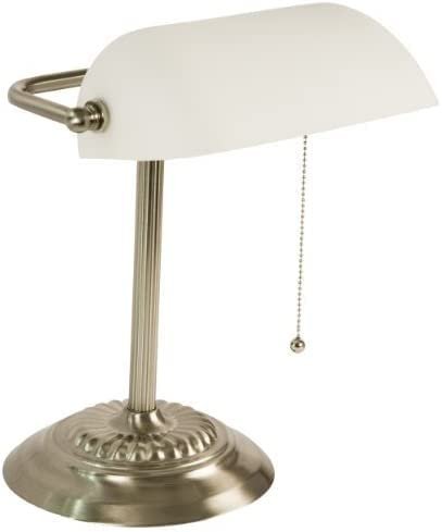 Traditional Bankers Desk Lamp With Green Glass Shade